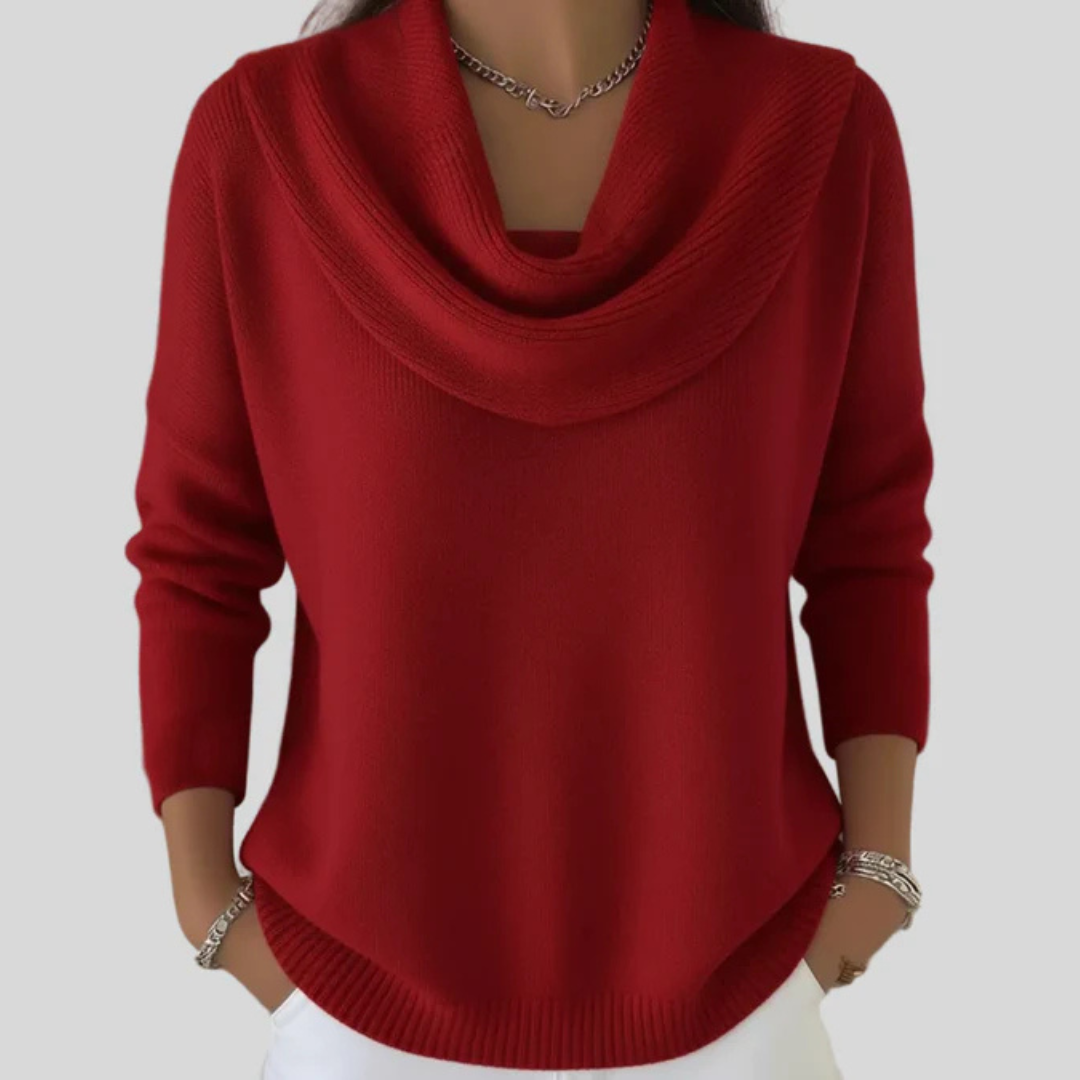 Delphine | Women's Draped Cowl Neck Long Sleeve Jumper