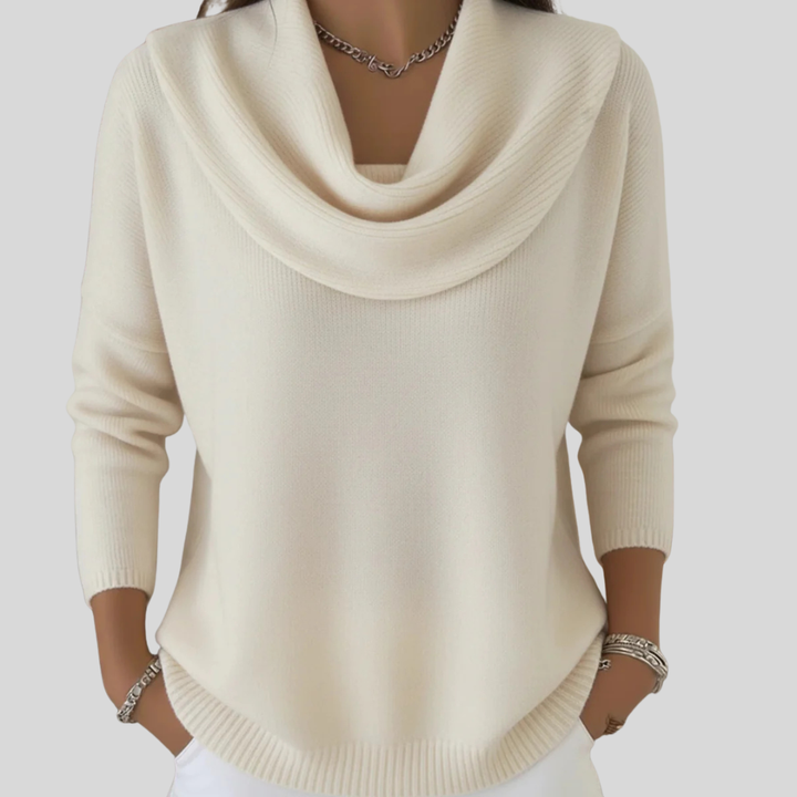 Delphine | Women's Draped Cowl Neck Long Sleeve Jumper