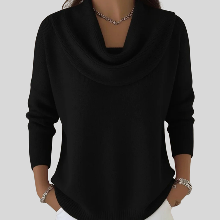 Delphine | Women's Draped Cowl Neck Long Sleeve Jumper