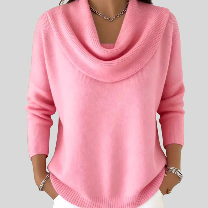 Delphine | Women's Draped Cowl Neck Long Sleeve Jumper