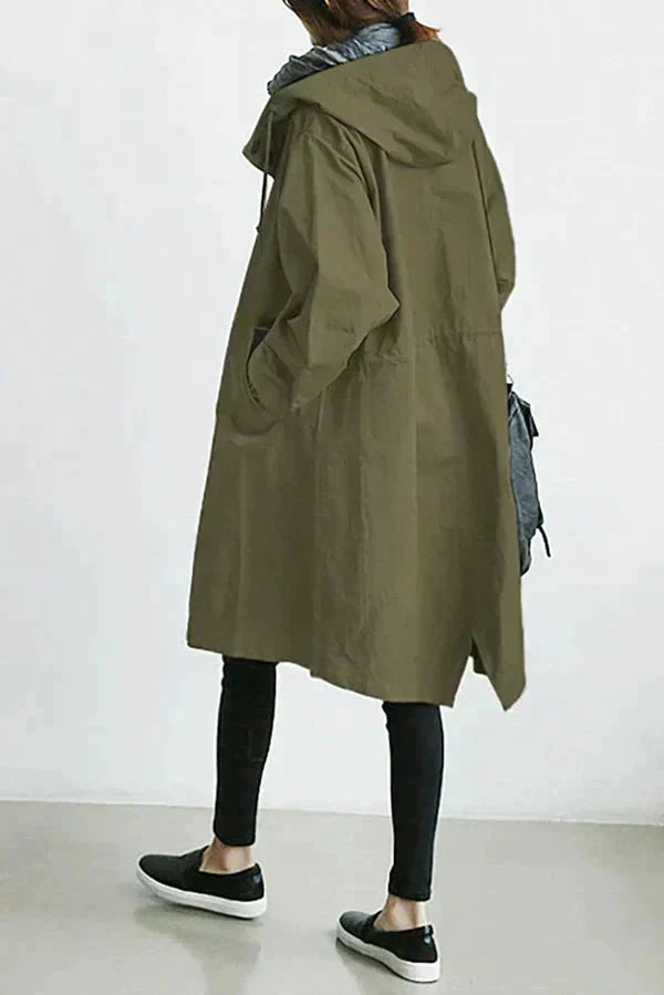 Eleanor | Women's Oversized Hooded Button Front Long Trench Coat