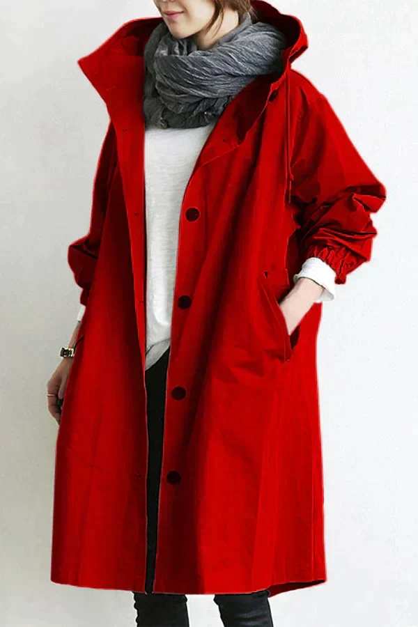 Eleanor | Women's Oversized Hooded Button Front Long Trench Coat
