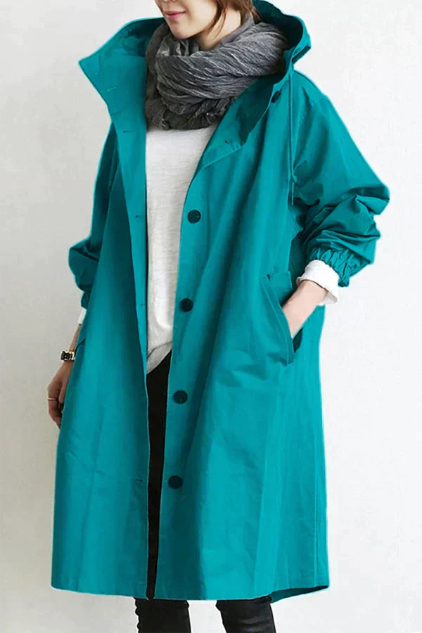 Eleanor | Women's Oversized Hooded Button Front Long Trench Coat