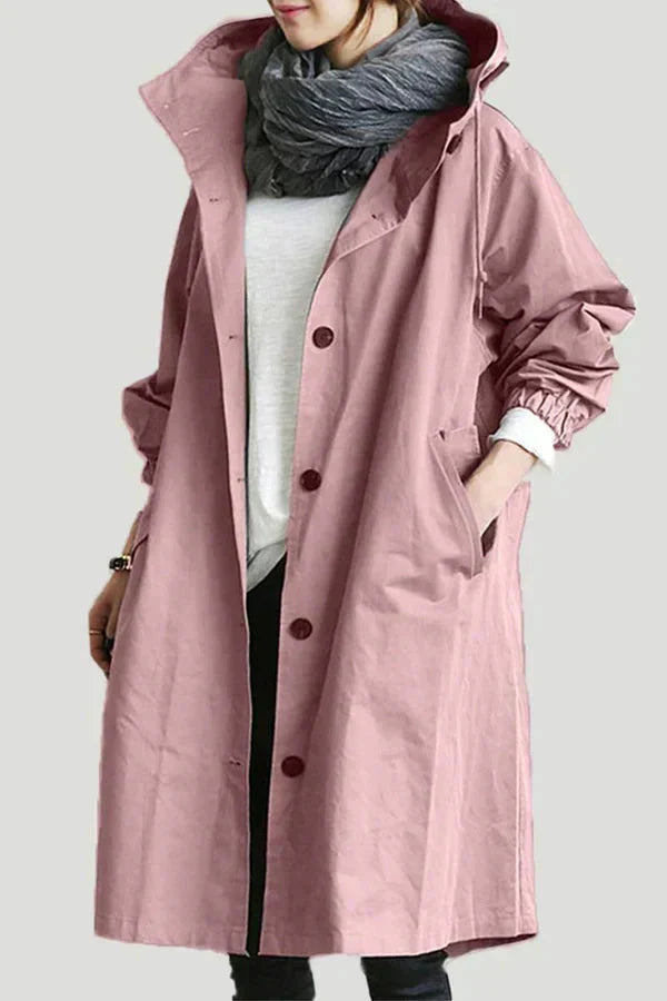 Eleanor | Women's Oversized Hooded Button Front Long Trench Coat