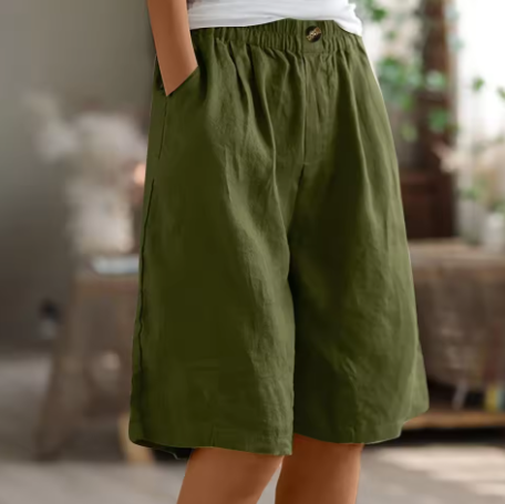 Eleanor | Women's Wide-Leg High Waist Knee-Length Shorts