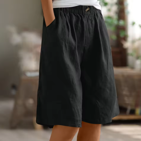 Eleanor | Women's Wide-Leg High Waist Knee-Length Shorts
