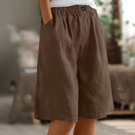Eleanor | Women's Wide-Leg High Waist Knee-Length Shorts
