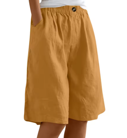 Eleanor | Women's Wide-Leg High Waist Knee-Length Shorts