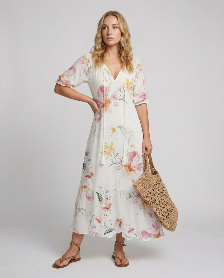 Elena | Elegant Women's Wedding Guest Floral Summer Maxi Dress