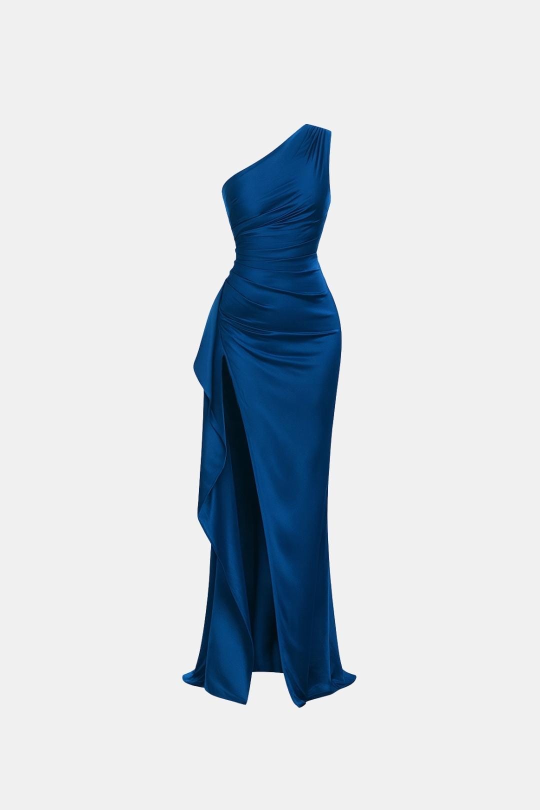 Elena | Women's One-Shoulder Maxi Cocktail Ruched Thigh Slit Gown