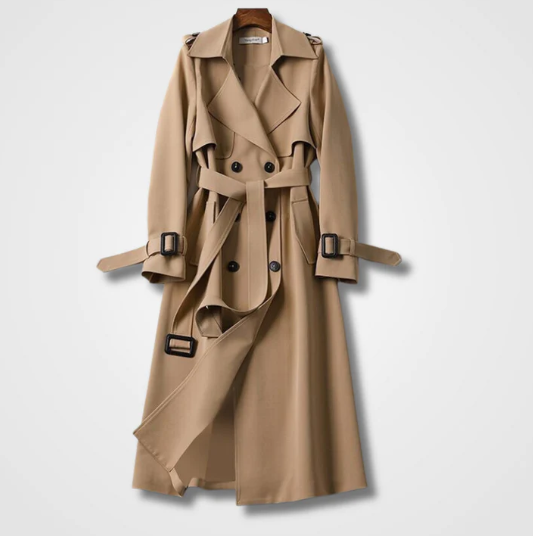 Elodie | Women's Classic Buckle Cuff Long Trench Coat