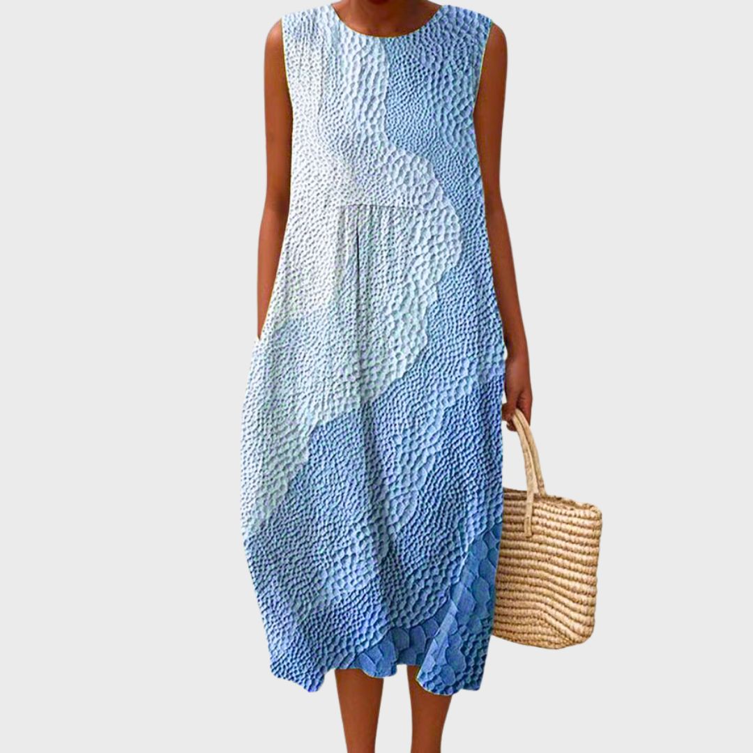 Elodie | Women's Gingham Round Neck Sleeveless Maxi Dress