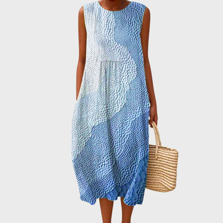 Elodie | Women's Gingham Round Neck Sleeveless Maxi Dress