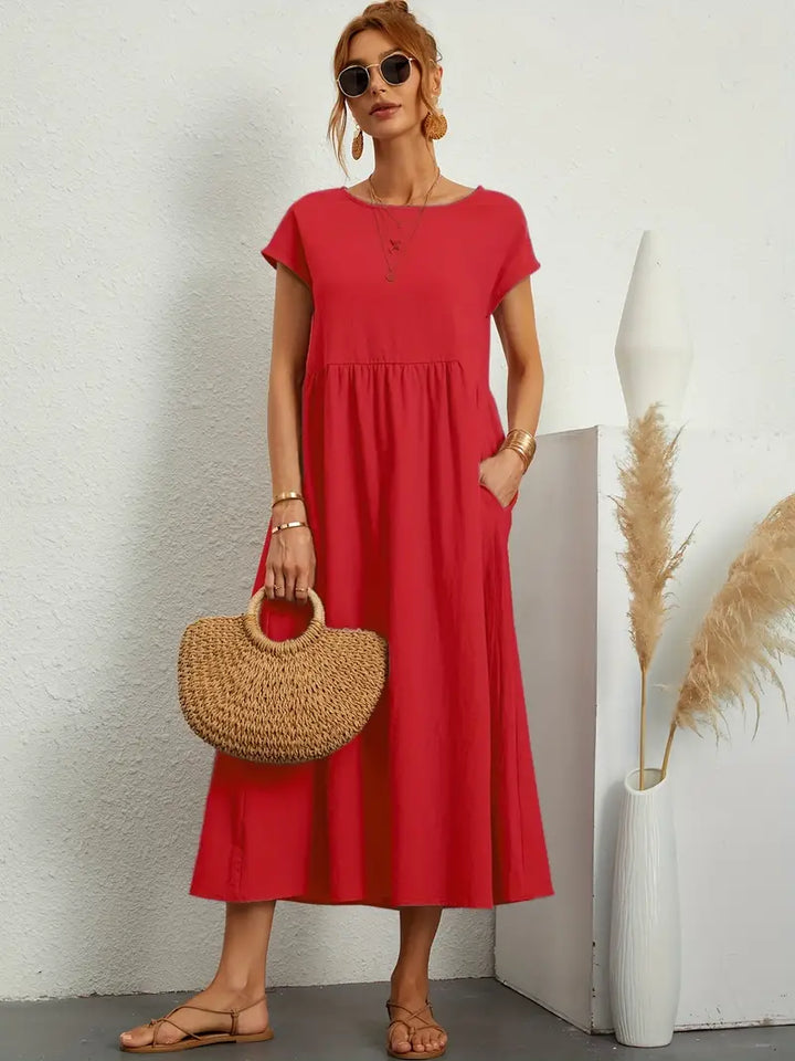 Elspeth | Women's Loose Summer Wedding Guest Midi Dress