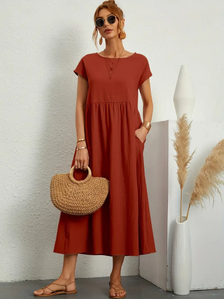 Elspeth | Women's Loose Summer Wedding Guest Midi Dress