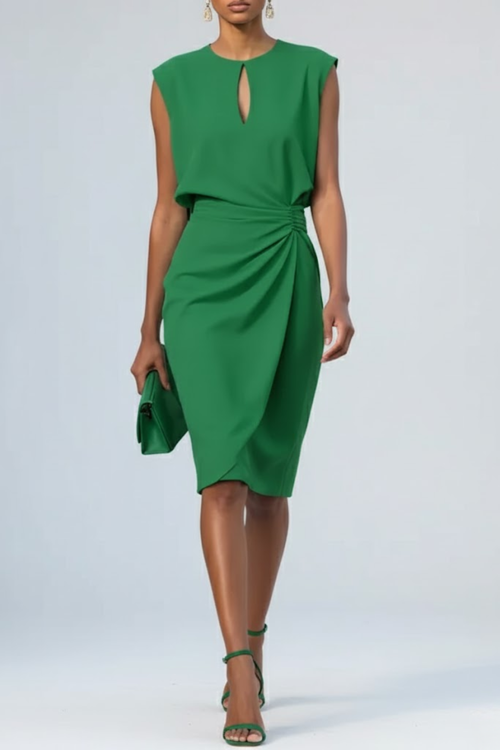 Estelle | Women's Keyhole Neck Cap Sleeve Midi Dress