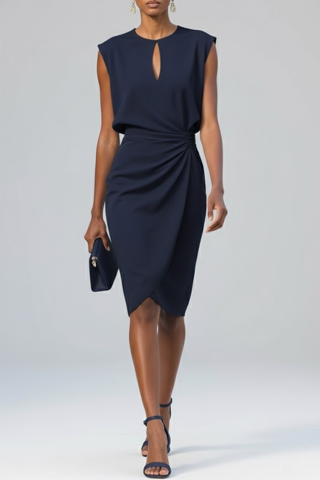 Estelle | Women's Keyhole Neck Cap Sleeve Midi Dress