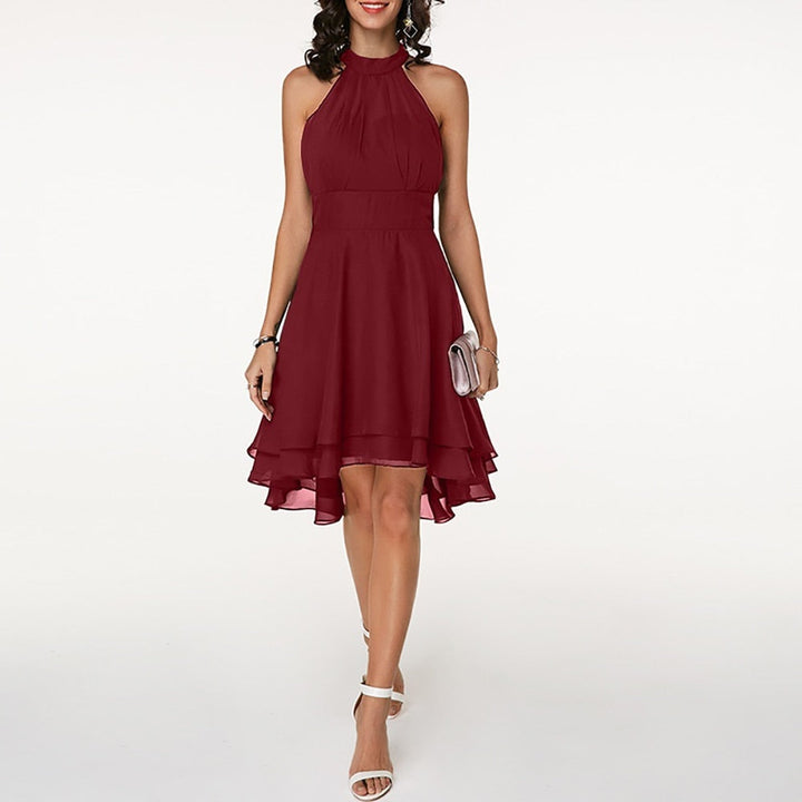 Evelina | Women's Wedding Guest Halter Chiffon Party Dress