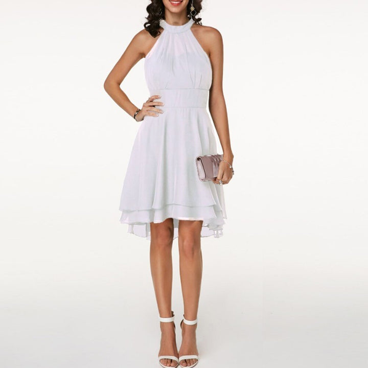 Evelina | Women's Wedding Guest Halter Chiffon Party Dress
