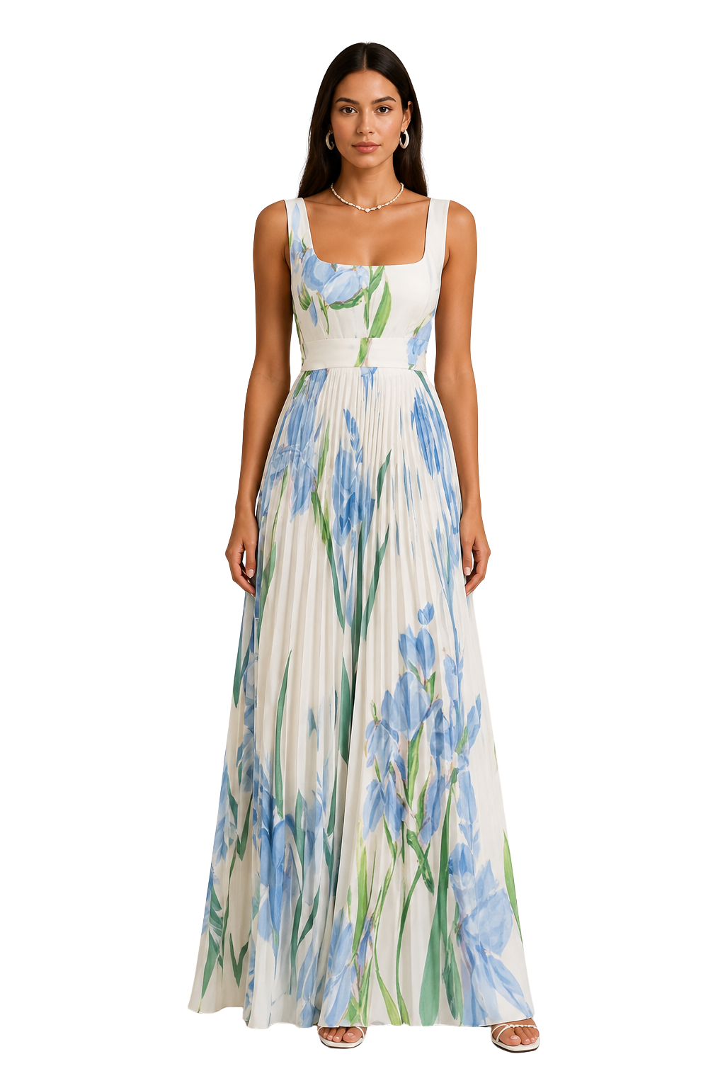 Evelyn | Women's Wedding Guest Floral Pleated Maxi-Dress