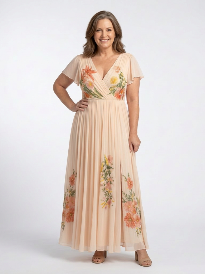 Evelyn | Women's Summer Maxi Dress V Neck Pleated Floral