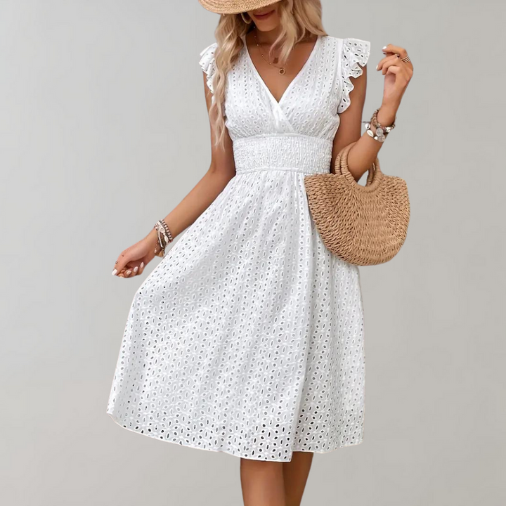 Flora | Elegant Women's Wedding Guest A Line Mini-Dress