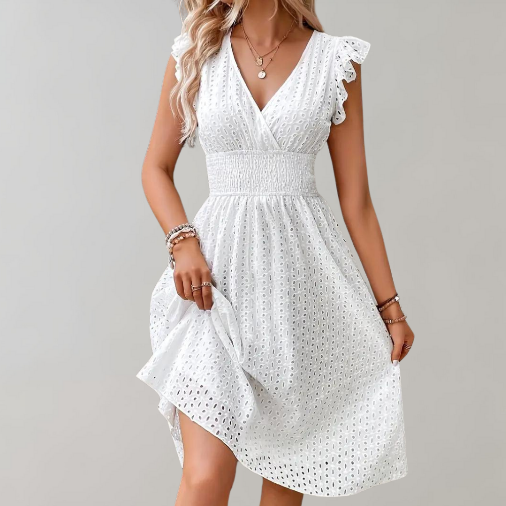 Flora | Elegant Women's Wedding Guest A Line Mini-Dress