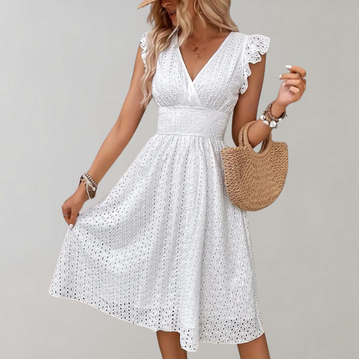 Flora | Elegant Women's Wedding Guest A Line Mini-Dress