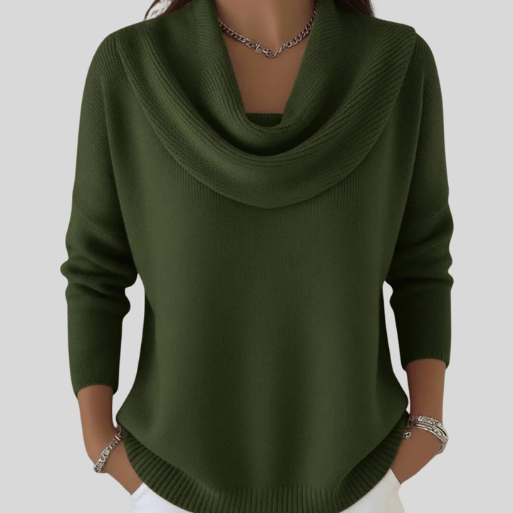 Florence | Women's Draped Cowl Neck Long Sleeve Jumper