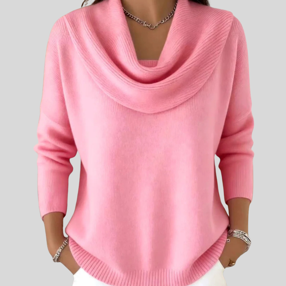 Florence | Women's Draped Cowl Neck Long Sleeve Jumper