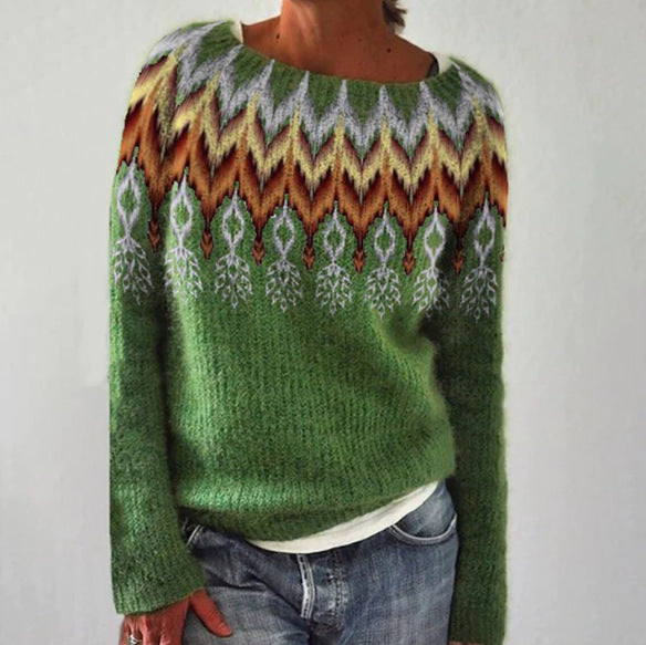 Freya | Women's Fair Isle Yoke Crew Neck Jumper