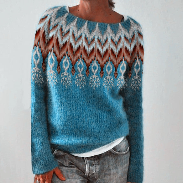 Freya | Women's Fair Isle Yoke Crew Neck Jumper