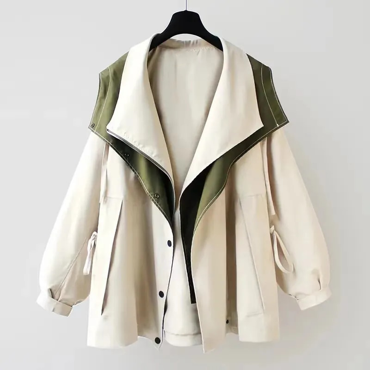 Freya | Women's Oversized Contrast Collar Cropped Trench Coat