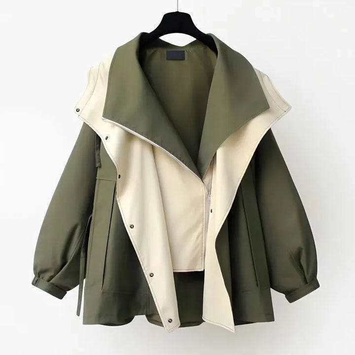 Freya | Women's Oversized Contrast Collar Cropped Trench Coat