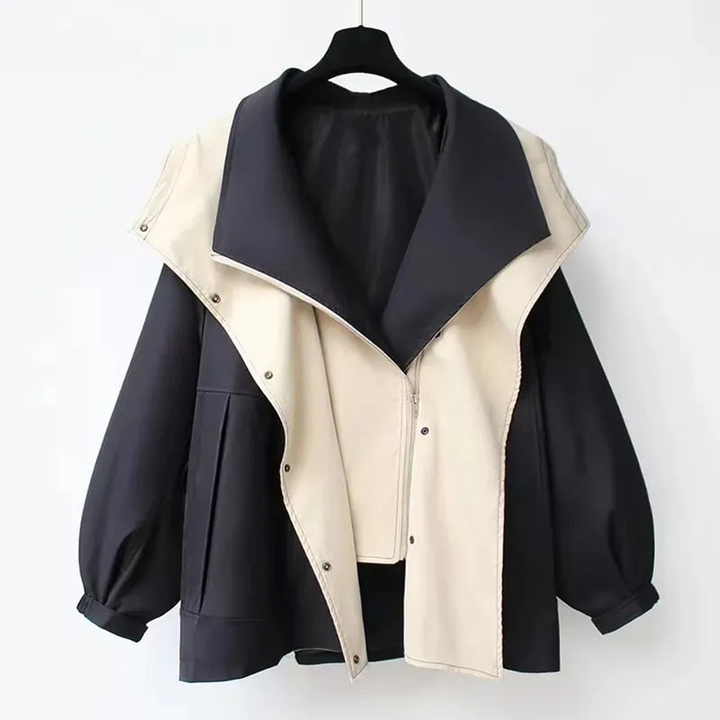 Freya | Women's Oversized Contrast Collar Cropped Trench Coat