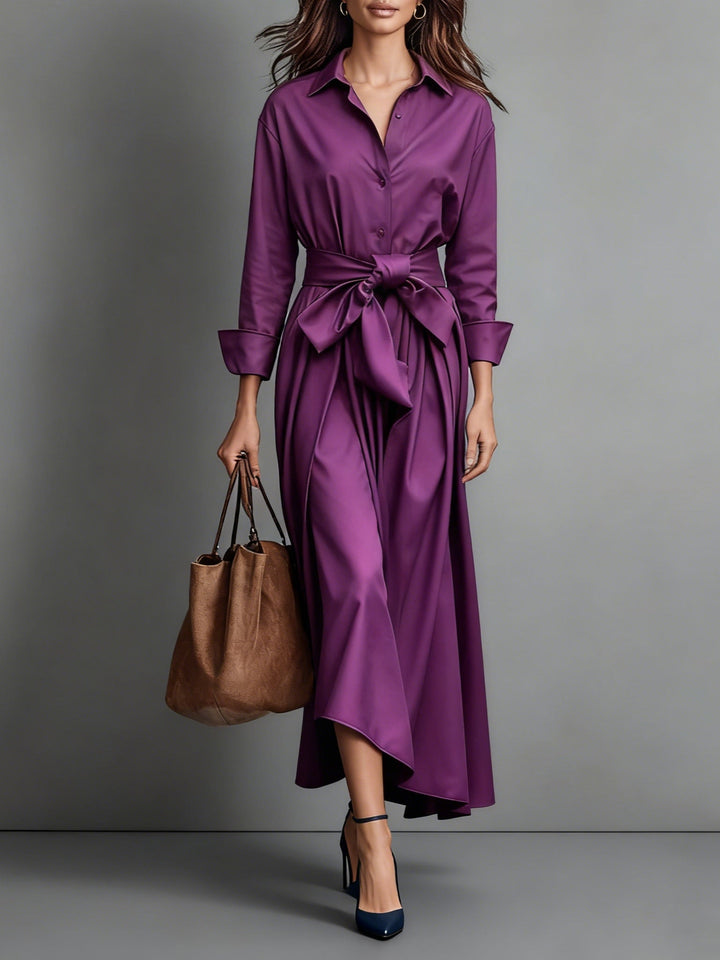 Honoria | Women's Wedding Guest Shirt Collar Midi Dress