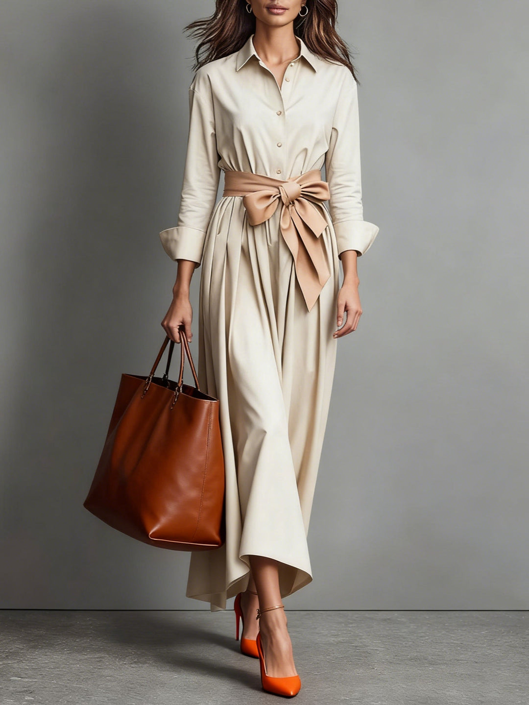 Honoria | Women's Wedding Guest Shirt Collar Midi Dress