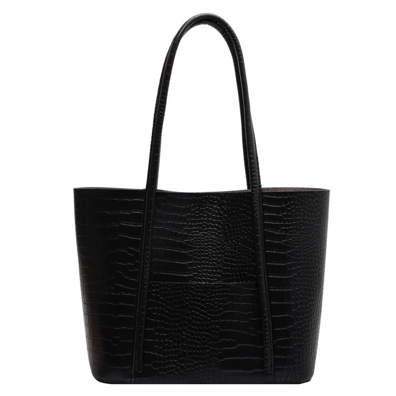 Tote Bag – Crocodile Pattern, Magnetic Buckle, Double Strap