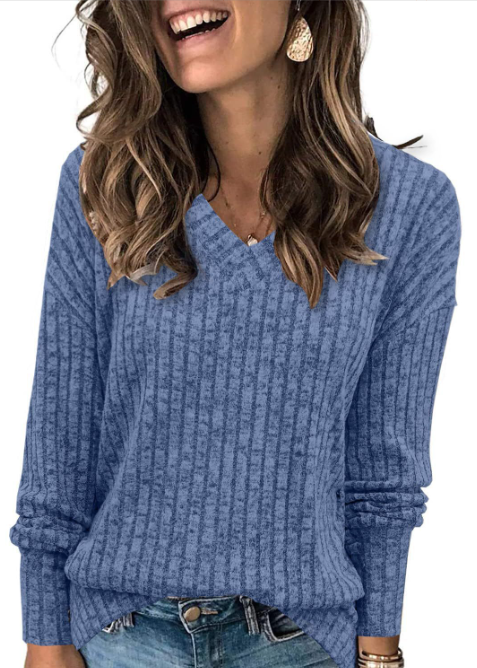 Iris | Women's Oversized Ribbed V-Neck Long Sleeve Jumper