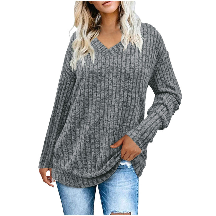 Iris | Women's Oversized Ribbed V-Neck Long Sleeve Jumper