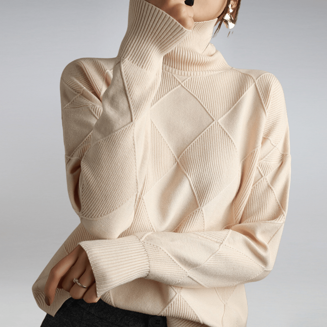 Isla | Women's Diamond Knit Mock Neck Jumper