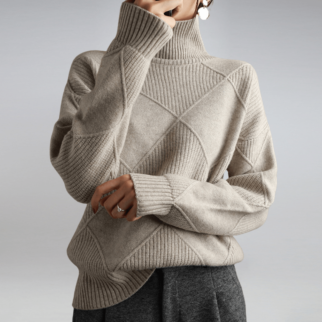 Isla | Women's Diamond Knit Mock Neck Jumper