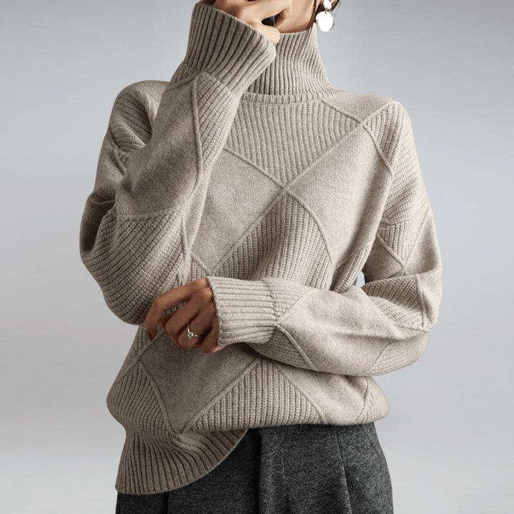 Isla | Women's Diamond Knit Mock Neck Jumper