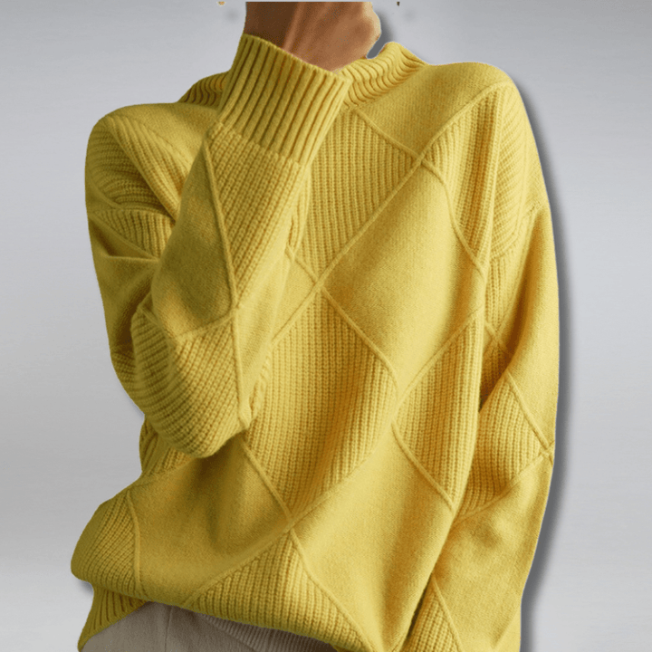 Isla | Women's Diamond Knit Mock Neck Jumper