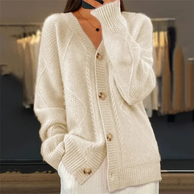 Isla | Women's Oversized V-Neck Button Front Cardigan