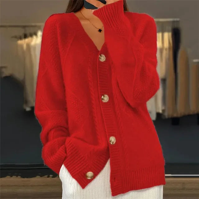 Isla | Women's Oversized V-Neck Button Front Cardigan