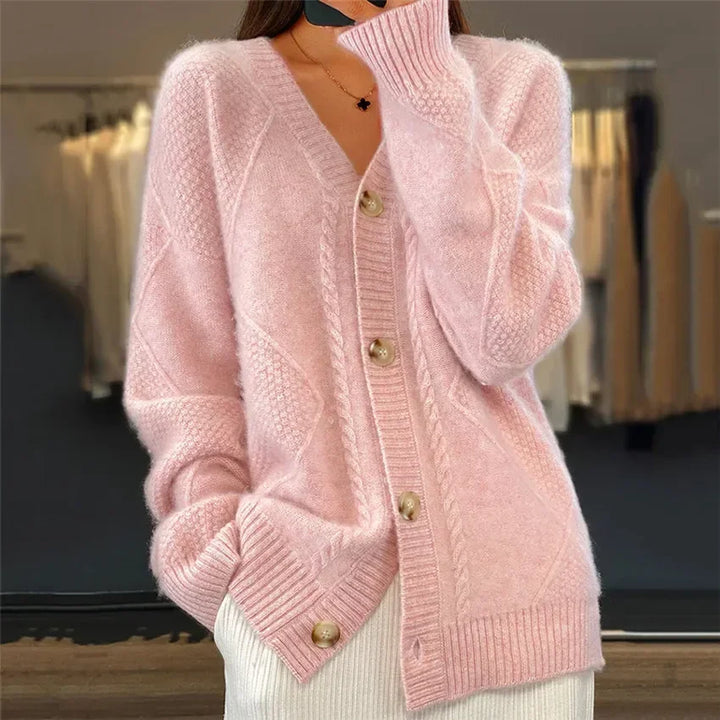 Isla | Women's Oversized V-Neck Button Front Cardigan