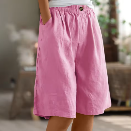 Margot | Women's High Waist Elastic Wide Leg Knee-Length Shorts