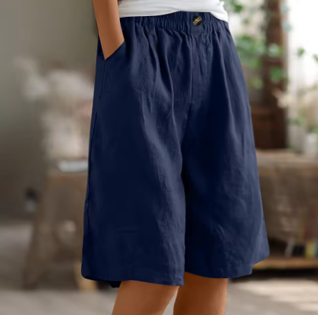 Margot | Women's High Waist Elastic Wide Leg Knee-Length Shorts