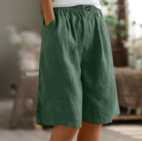 Margot | Women's High Waist Elastic Wide Leg Knee-Length Shorts